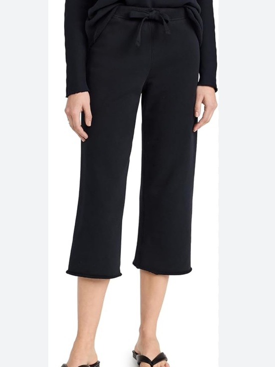 Frank & Eileen Pants - Frank & Eileen Black Cropped Wide-Leg Pull-On sweatpants small